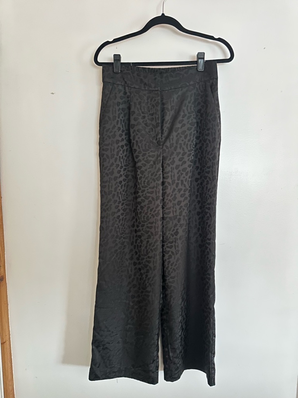 Nicole Miller Black Leopard Jacquard Pull-On Trousers
